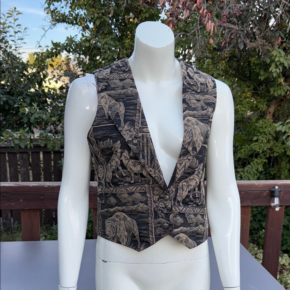 Vintage  DEBORAH MURRAY tapestry western vest 10/black
M/L